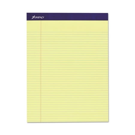 Ampad/ Of Amercn Pd&Ppr Ampad, LEGAL RULED PADS, NARROW RULE, 8.5 X 11.75, CANARY, 4PK 20215